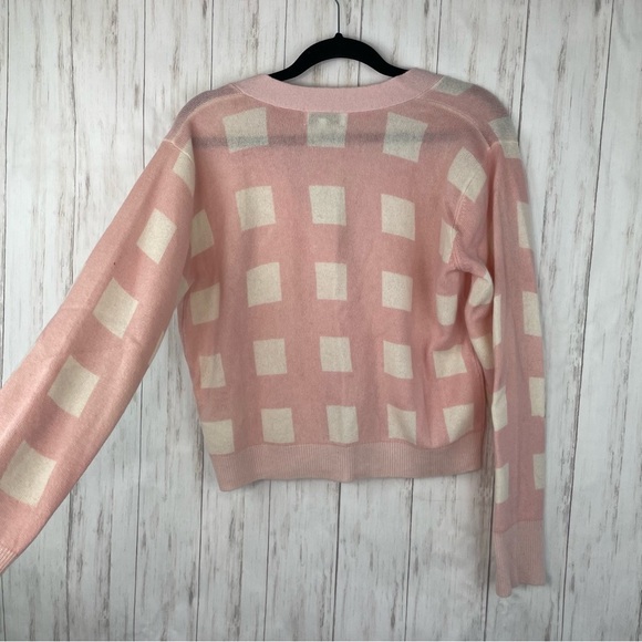 Scott & Scott London 100% cashmere pink and white checkered sweater medium - Picture 5 of 5